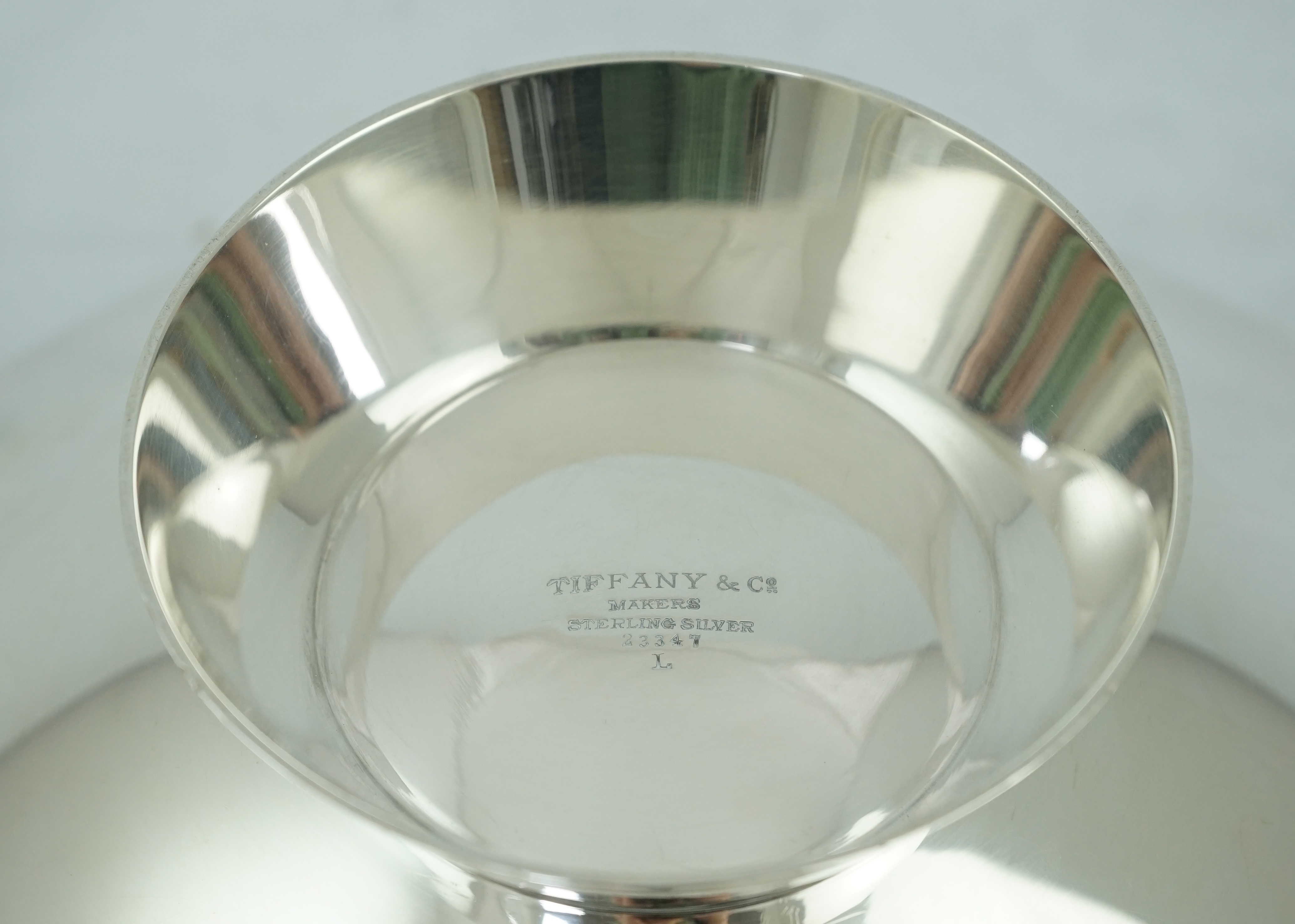 A stylish mid 20th century Tiffany & Co. sterling silver two handled dish